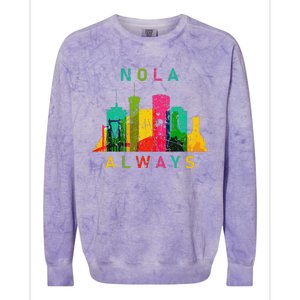 Remember Nola Never Forget New Orleans Always Support Strong Colorblast Crewneck Sweatshirt