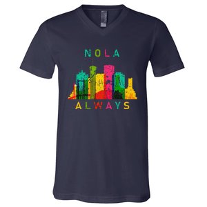 Remember Nola Never Forget New Orleans Always Support Strong V-Neck T-Shirt