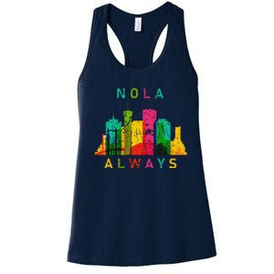 Remember Nola Never Forget New Orleans Always Support Strong Women's Racerback Tank