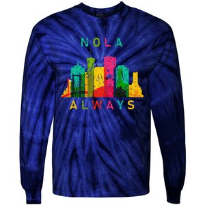 Remember Nola Never Forget New Orleans Always Support Strong Tie-Dye Long Sleeve Shirt