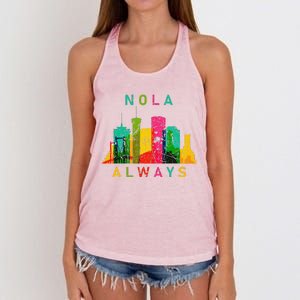 Remember Nola Never Forget New Orleans Always Support Strong Women's Knotted Racerback Tank