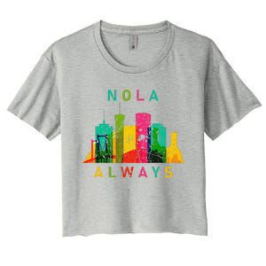 Remember Nola Never Forget New Orleans Always Support Strong Women's Crop Top Tee