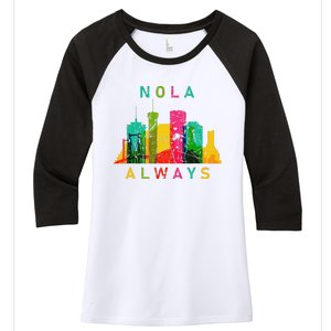 Remember Nola Never Forget New Orleans Always Support Strong Women's Tri-Blend 3/4-Sleeve Raglan Shirt