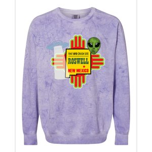 Roswell Nm New Mexico Ufo Alien Crash Site 1947 Zia Colorblast Crewneck Sweatshirt