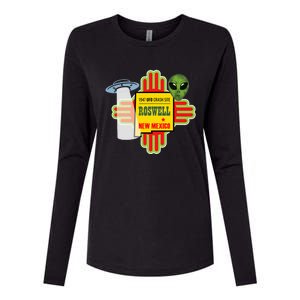 Roswell Nm New Mexico Ufo Alien Crash Site 1947 Zia Womens Cotton Relaxed Long Sleeve T-Shirt