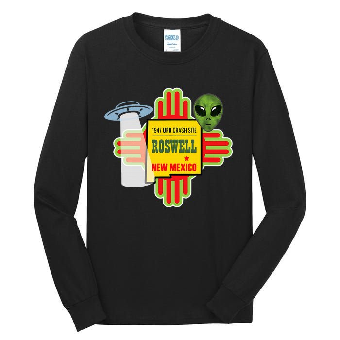 Roswell Nm New Mexico Ufo Alien Crash Site 1947 Zia Tall Long Sleeve T-Shirt