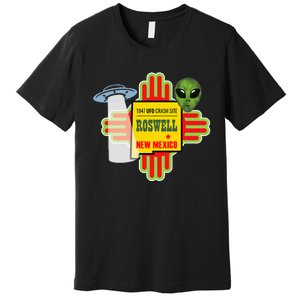 Roswell Nm New Mexico Ufo Alien Crash Site 1947 Zia Premium T-Shirt