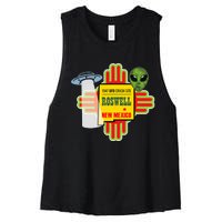 Roswell Nm New Mexico Ufo Alien Crash Site 1947 Zia Women's Racerback Cropped Tank