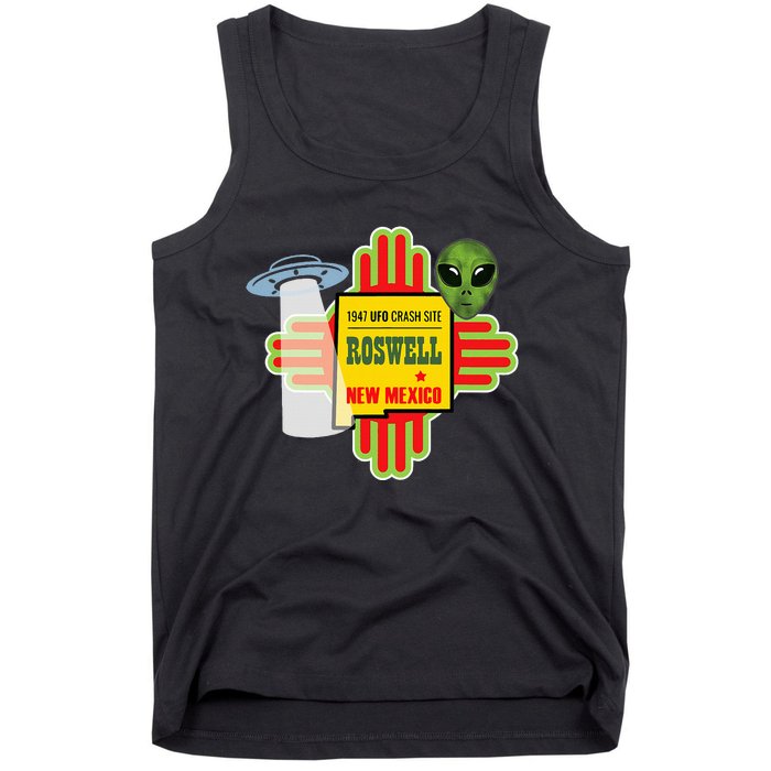 Roswell Nm New Mexico Ufo Alien Crash Site 1947 Zia Tank Top