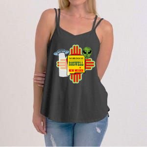 Roswell Nm New Mexico Ufo Alien Crash Site 1947 Zia Women's Strappy Tank