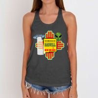 Roswell Nm New Mexico Ufo Alien Crash Site 1947 Zia Women's Knotted Racerback Tank