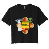 Roswell Nm New Mexico Ufo Alien Crash Site 1947 Zia Women's Crop Top Tee