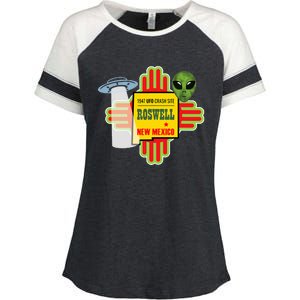 Roswell Nm New Mexico Ufo Alien Crash Site 1947 Zia Enza Ladies Jersey Colorblock Tee