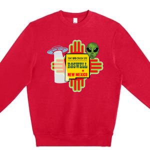 Roswell Nm New Mexico Ufo Alien Crash Site 1947 Zia Premium Crewneck Sweatshirt