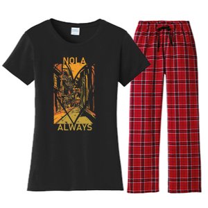 Remember Nola Never Forget New Orleans Always Support Strong Women's Flannel Pajama Set