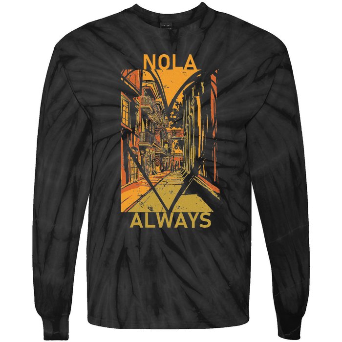 Remember Nola Never Forget New Orleans Always Support Strong Tie-Dye Long Sleeve Shirt