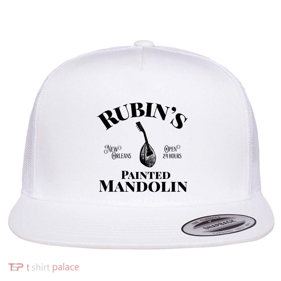 Rubin New Orleans Open 24 Hours Painted Mandolin Jbg Band Flat Bill Trucker Hat