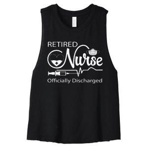 Retired Nurse Officially Discharged Retirement Party Gift Women's Racerback Cropped Tank