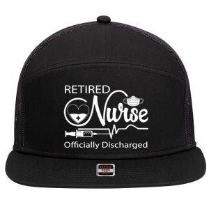 Retired Nurse Officially Discharged Retirement Party Gift 7 Panel Mesh Trucker Snapback Hat