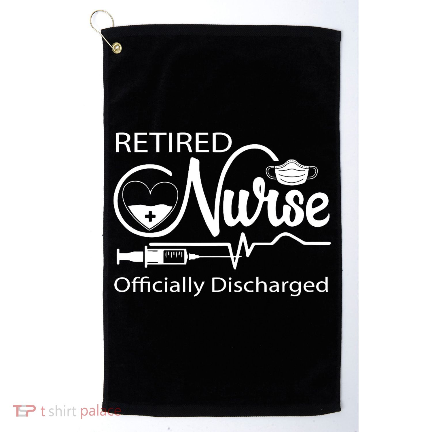 Retired Nurse Officially Discharged Retirement Party Gift Golf Towel