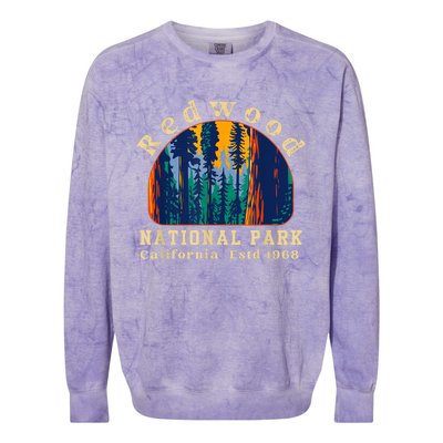 Redwood National Park California Retro Vintage Camping Gifts Colorblast Crewneck Sweatshirt