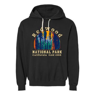 Redwood National Park California Retro Vintage Camping Gifts Garment-Dyed Fleece Hoodie