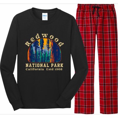 Redwood National Park California Retro Vintage Camping Gifts Long Sleeve Pajama Set