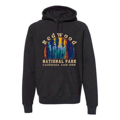 Redwood National Park California Retro Vintage Camping Gifts Premium Hoodie