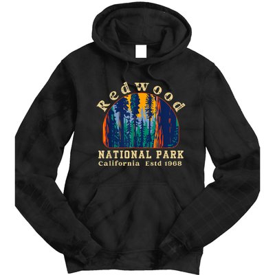 Redwood National Park California Retro Vintage Camping Gifts Tie Dye Hoodie