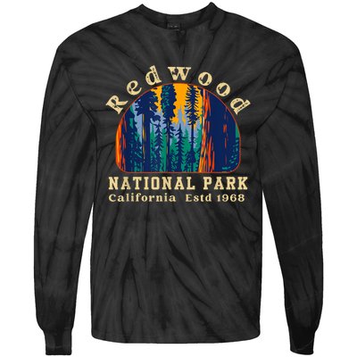 Redwood National Park California Retro Vintage Camping Gifts Tie-Dye Long Sleeve Shirt