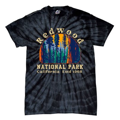 Redwood National Park California Retro Vintage Camping Gifts Tie-Dye T-Shirt