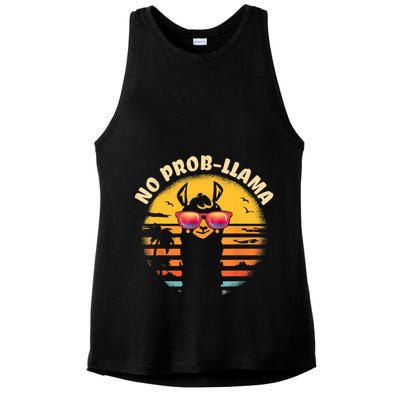Retro NO PROBLLAMA Vintage Llama Alpaca Gift Idea Ladies PosiCharge Tri-Blend Wicking Tank