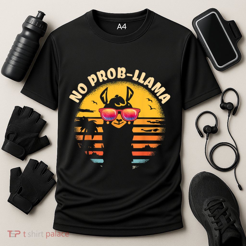 Retro NO PROBLLAMA Vintage Llama Alpaca Gift Idea Performance Shirt