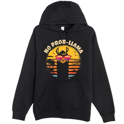 Retro NO PROBLLAMA Vintage Llama Alpaca Gift Idea Premium Pullover Hoodie