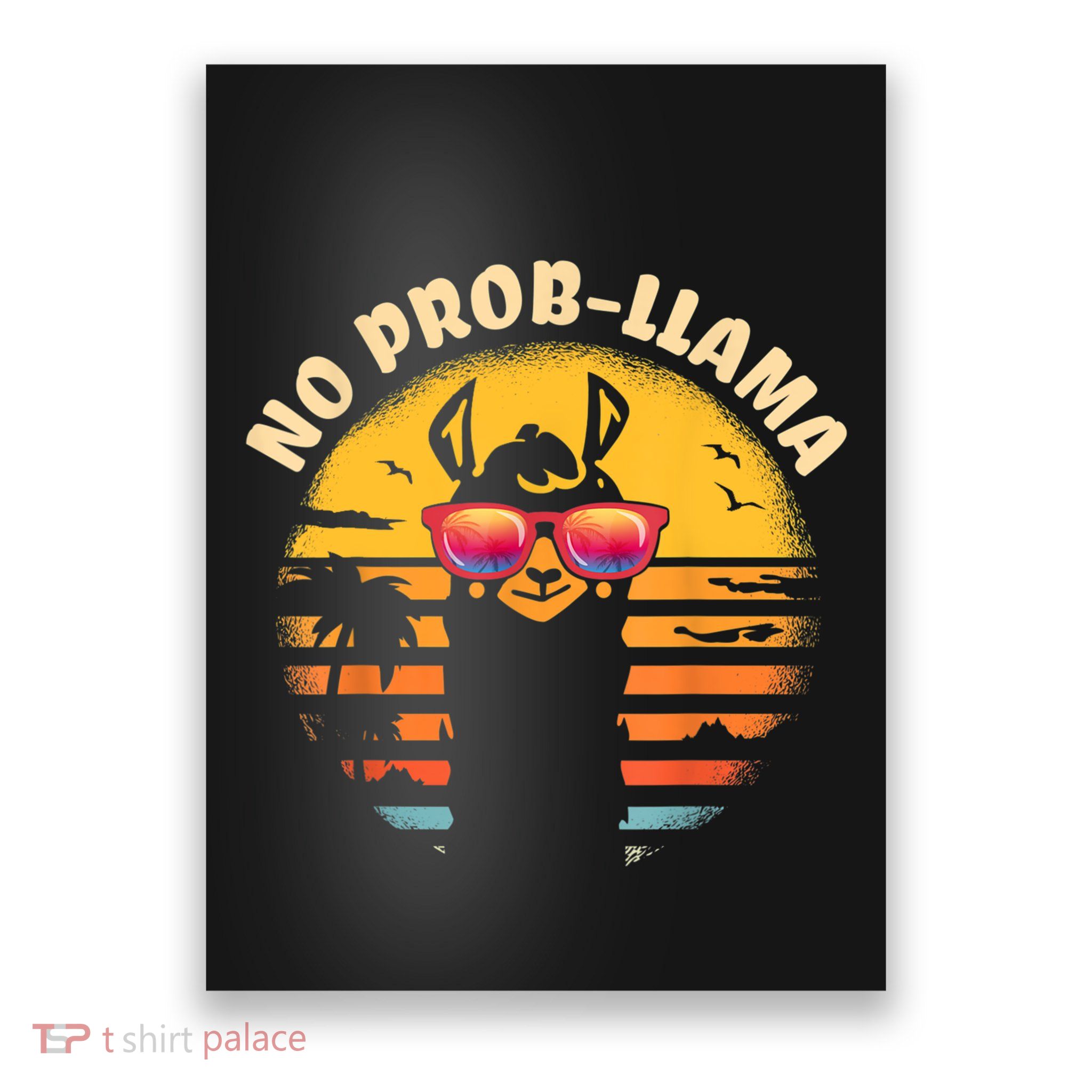 Retro NO PROBLLAMA Vintage Llama Alpaca Gift Idea Poster