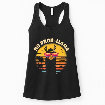 Retro NO PROBLLAMA Vintage Llama Alpaca Gift Idea Womens Tank Top