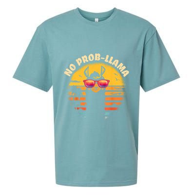 Retro NO PROBLLAMA Vintage Llama Alpaca Gift Idea Sueded Cloud Jersey T-Shirt