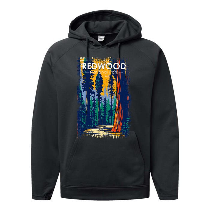 Redwood National Park Vintage Distressed Performance Fleece Hoodie