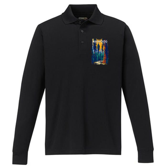 Redwood National Park Vintage Distressed Performance Long Sleeve Polo