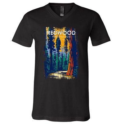 Redwood National Park Vintage Distressed V-Neck T-Shirt