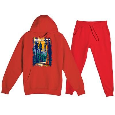 Redwood National Park Vintage Distressed Premium Hooded Sweatsuit Set