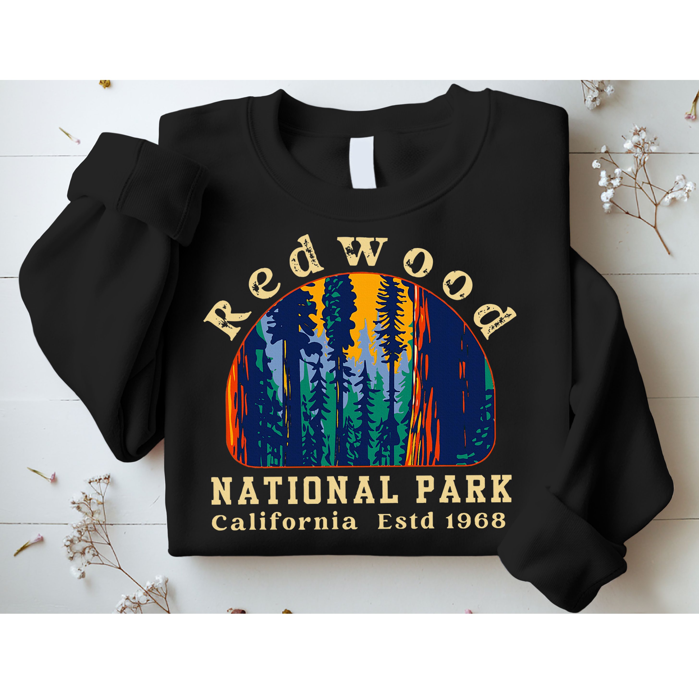 Redwood National Park California Retro Vintage Camping Sweatshirt