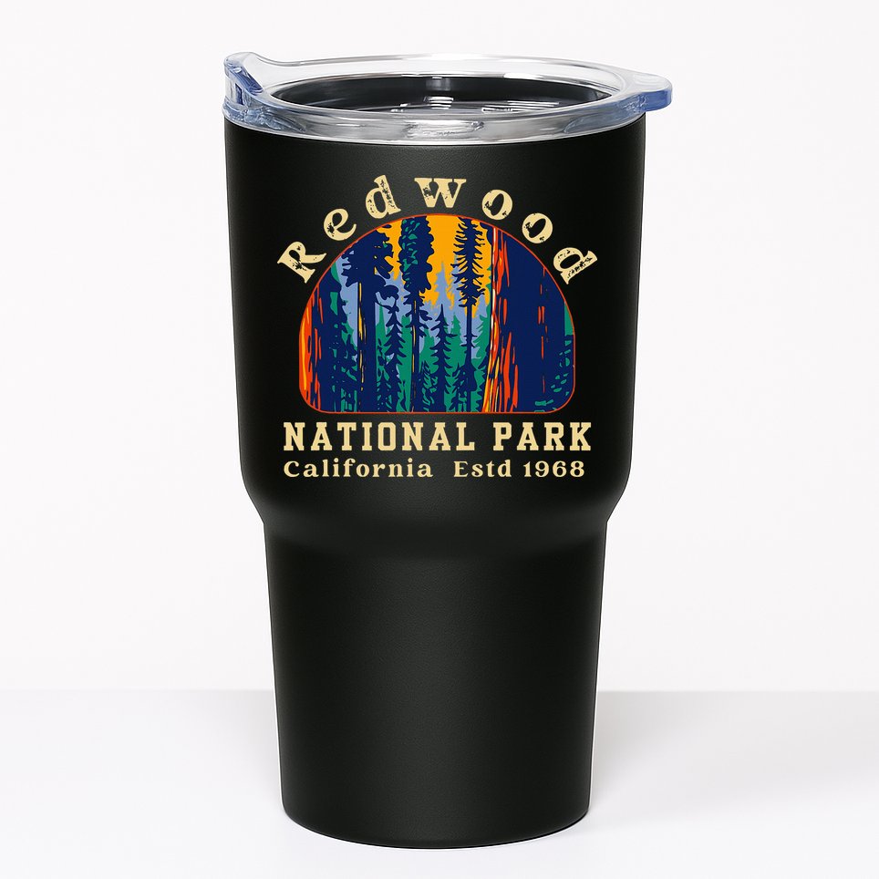 Redwood National Park California Retro Vintage Camping Tumbler