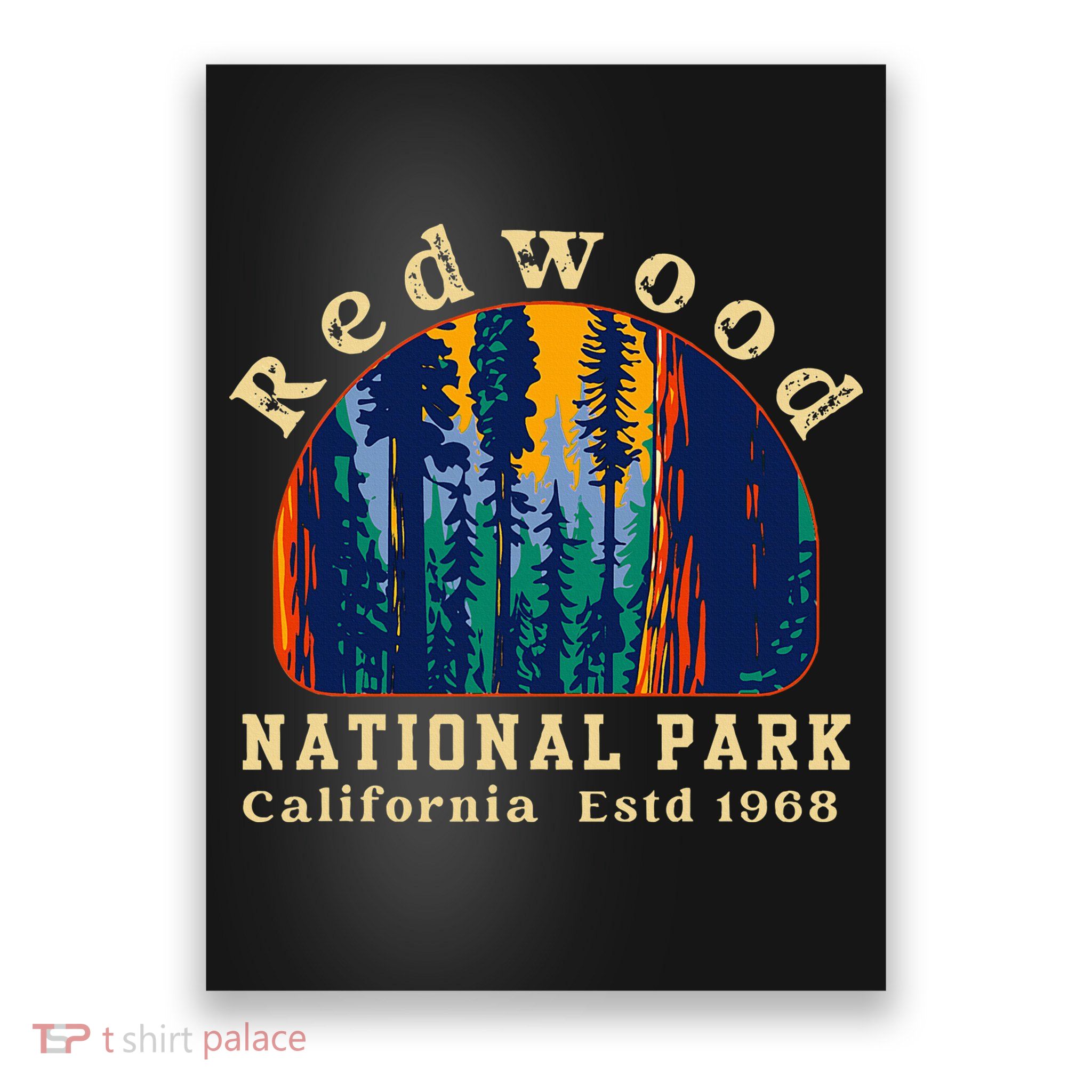Redwood National Park California Retro Vintage Camping Poster