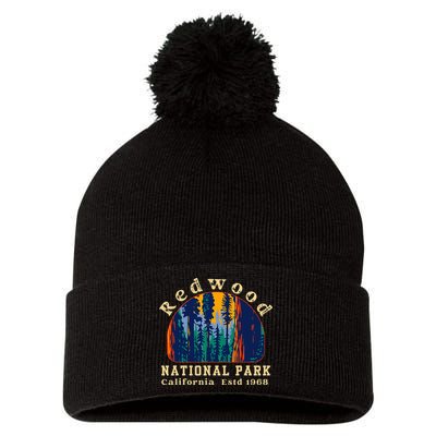 Redwood National Park California Retro Vintage Camping Pom Pom 12in Knit Beanie