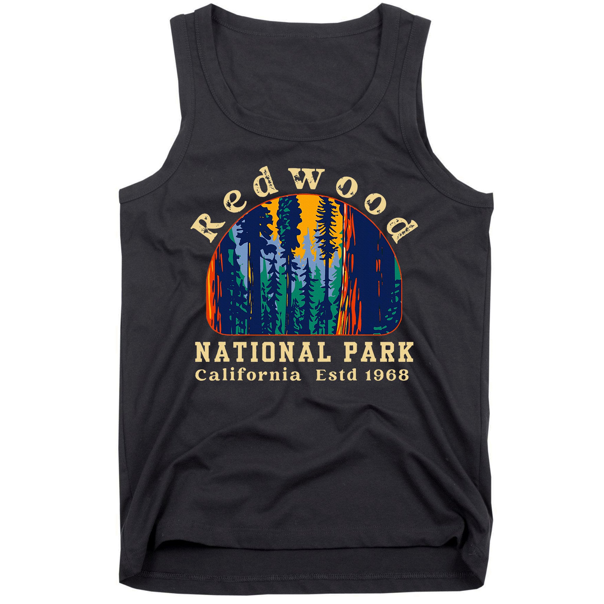 Redwood National Park California Retro Vintage Camping Tank Top