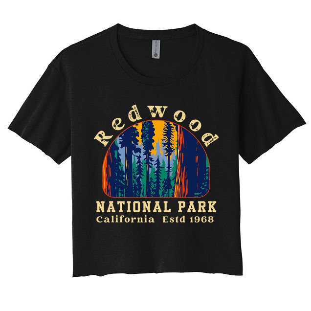 Redwood National Park California Retro Vintage Camping Crop Top