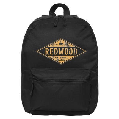 Redwood National Park Vintage Bear Retro Throwback Hike 16 in Basic Backpack