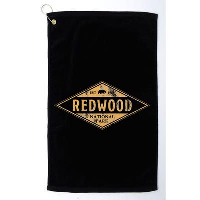Redwood National Park Vintage Bear Retro Throwback Hike Golf Towel