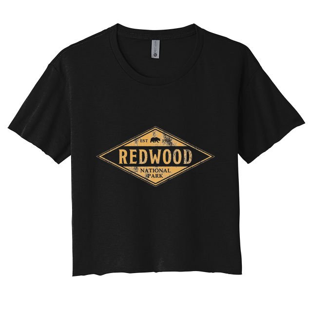 Redwood National Park Vintage Bear Retro Throwback Hike Crop Top